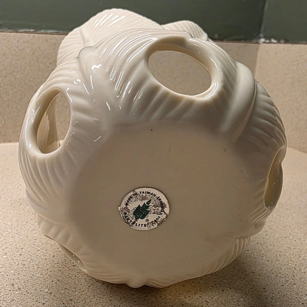 PartyLite Leaf Votive Candle Holder 4.5" Cream Ceramic Botanical Tulip P7264 - Picture 5 of 5